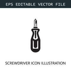Screwdriver Icon Logo Vector Image in Black and White	
