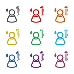 Sweating flat icon isolated on white background. Set icons colorful