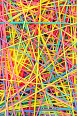 Colourful rubber elastic band abstract pattern background detail