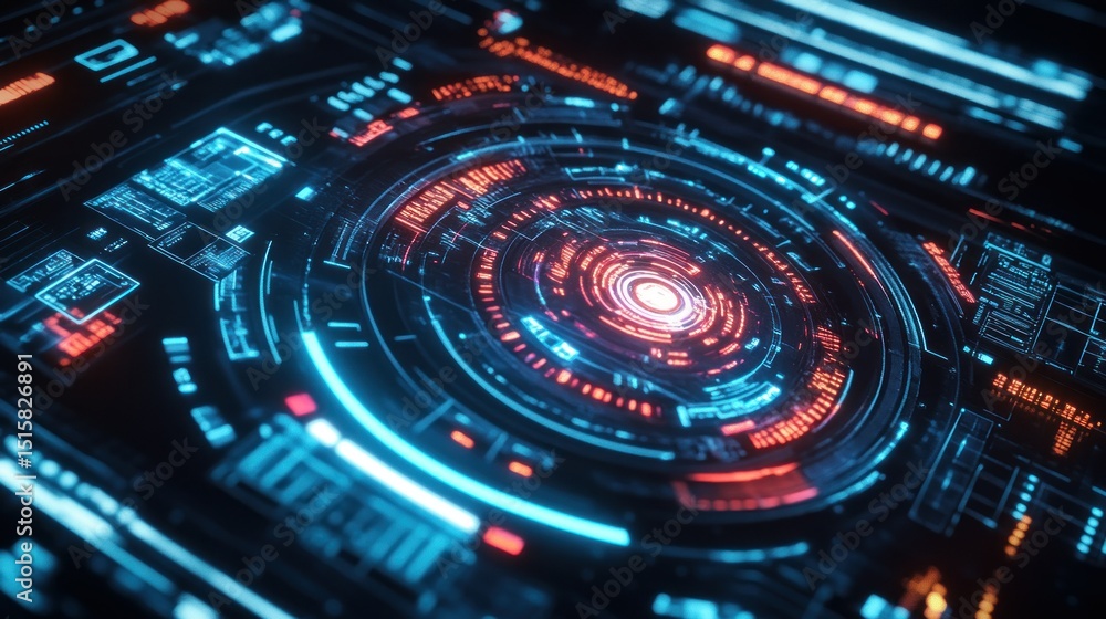 Poster advanced cyber gaming hud with highly detailed interface elements, background wallpaper ai generated