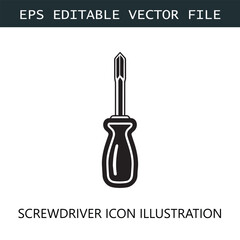 Screwdriver Icon Logo Vector Image in Black and White
