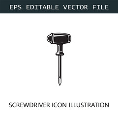 Screwdriver Icon Logo Vector Image in Black and White
