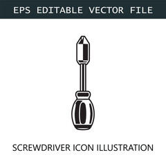 Screwdriver Icon Logo Vector Image in Black and White