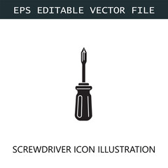 Screwdriver Icon Logo Vector Image in Black and White
