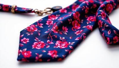 Floral patterned tie on a clean background