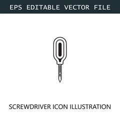 Screwdriver Icon Logo Vector Image in Black and White
