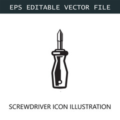 Screwdriver Icon Logo Vector Image in Black and White