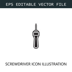 Screwdriver Icon Logo Vector Image in Black and White