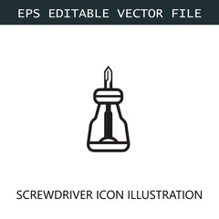 Screwdriver Icon Logo Vector Image in Black and White