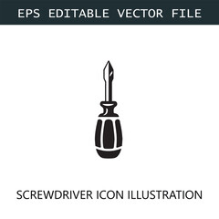 Screwdriver Icon Logo Vector Image in Black and White