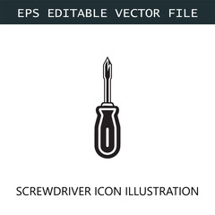 Screwdriver Icon Logo Vector Image in Black and White