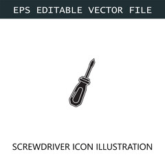 Screwdriver Icon Logo Vector Image in Black and White