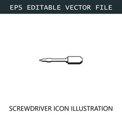 Screwdriver Icon Logo Vector Image in Black and White