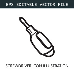 Screwdriver Icon Logo Vector Image in Black and White