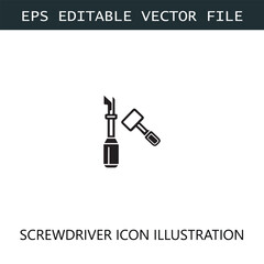 Screwdriver Icon Logo Vector Image in Black and White