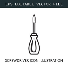 Screwdriver Icon Logo Vector Image in Black and White	
