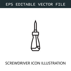 Screwdriver Icon Logo Vector Image in Black and White	
