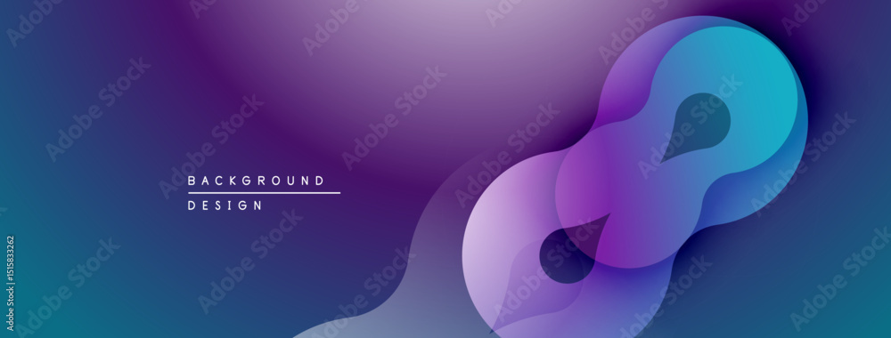 Poster abstract gradient design features flowing shapes. purple, blue hues create modern visual impact. min