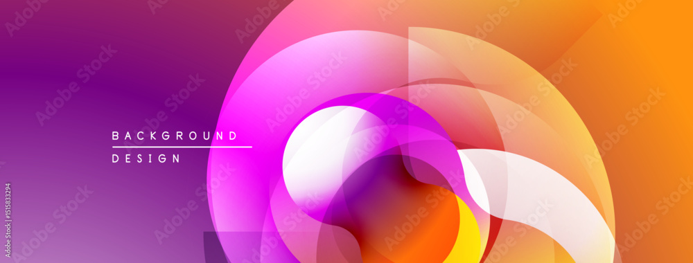 Poster abstract vibrant design. overlapping circles create dynamic colorful flow. gradient transitions, mod