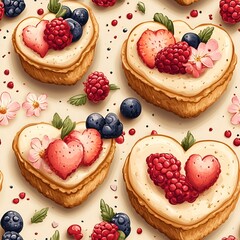 Cake seamless pattern background. Generative AI