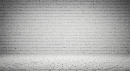 Fototapeta premium White Brick Wall and Floor Studio Background Texture