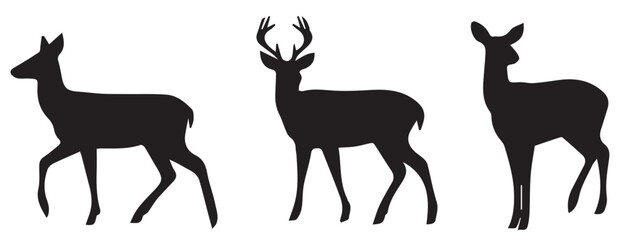 Obraz premium set of deer silhouettes