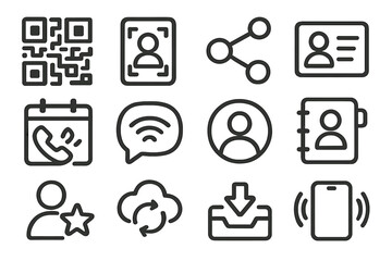 Fototapeta premium Set of minimalist icons for communication and networking tools