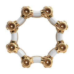 Golden Steampunk Frame Elegant Circle with Isolated on Black.