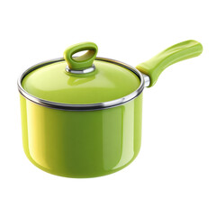 Green Enamel Pot Kitchen Cookware isolated against a Dark Backdrop.