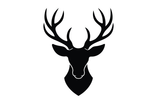 Single color deer head silhouette icon for nature-based use