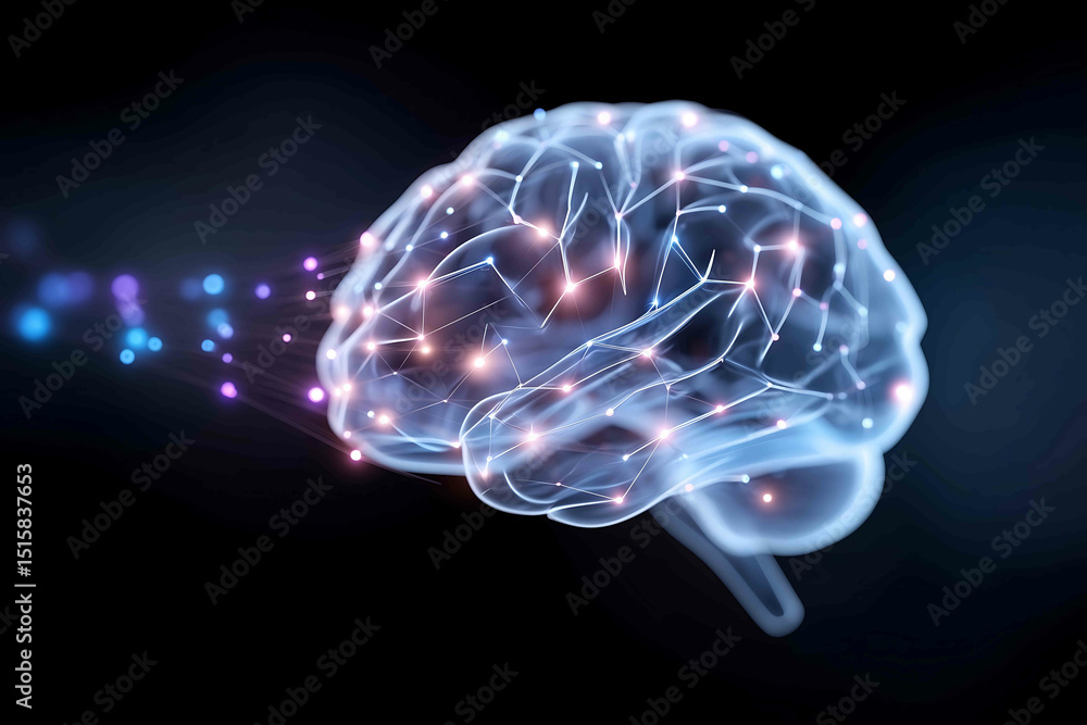 Poster a digital human brain powered by data streams empty space around