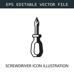 Screwdriver Icon Logo Vector Image in Black and White