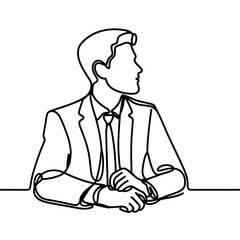 Businessman looking away in line art illustration