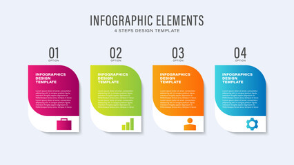 4 Steps Process Vector Infographic Template With Business Icons And Space For Text