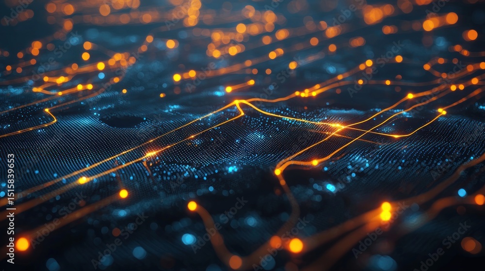 Poster abstract digital network landscape: a mesmerizing visualization of interconnected data points formin