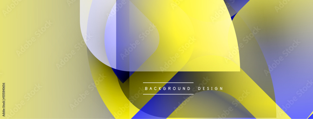 Fototapete Abstract yellow design features overlapping shapes, gradients. Modern background with text background design. Minimalist aesthetic.
