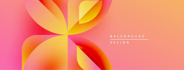 Abstract floral design. Warm color gradient, orange, pink hues. Modern aesthetic, simple shapes, clean lines. Background element for digital projects.