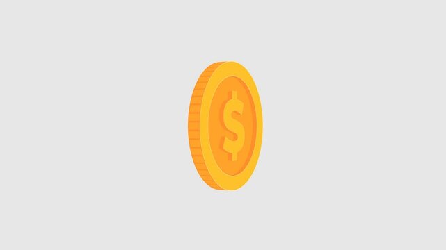 Looping 3D animation of a rotating gold coin with a dollar sign, symbolizing success, finance, and profit. Transparent background in Ultra HD 4K.