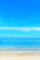 Sea beach, paradise tropical island, peaceful nature, blue calm water, turquoise ocean, sand, beautiful idyllic landscape, summer holidays, vacation, travel, relaxation, Thailand, Caribbean, Maldives