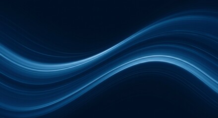 Fototapeta premium Abstract Blue Wave Flowing on Dark Background