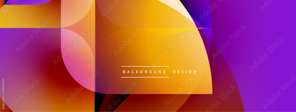 Poster abstract vibrant background. overlapping circles create gradient effect. purple, orange, yellow hues