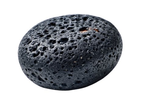 Black Lava Stone: A close-up image of a rough, porous black lava stone. This stone symbolizes earth's natural energy, volcanic activity, and geological history.