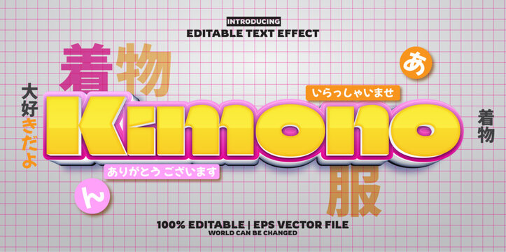 Kimono editable text effect in modern trend style