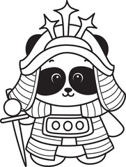 Coloring book of Illustration of cute panda costume icon.