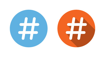Obraz premium Social media hashtag icon with long shadow. Keyword sign symbol