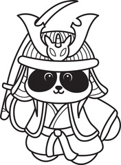Coloring book of Illustration of cute panda costume icon.