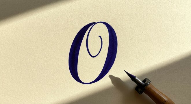 Letter O Calligraphy with Pen on Paper - Powered by Adobe