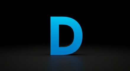 Letter D Blue Rendering on Dark Background Alphabet