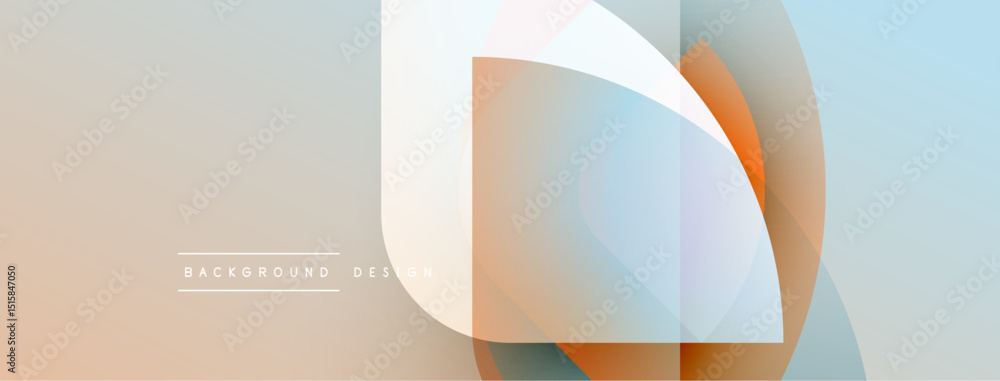 Poster abstract geometric shapes overlap. soft pastel colors blend, creating modern background design. mini