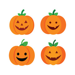 Set of colorful Jack o' lantern vector illustration